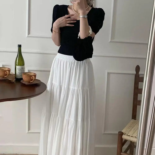 Load image into Gallery viewer, Spring Summer New Solid Elegant Slim Vacation Party Pleated Skirt Women's French Fashion Office Long Skirt Trend Ladies Clothing
