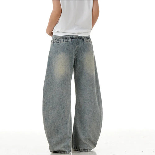 Load image into Gallery viewer, High Street  Men's Jeans New American Style Denim Pants Loose Curved Knife Straight Wide Leg Simple Male Trousers 9W1716
