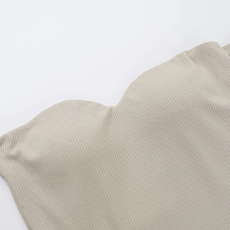 Off-shoulder Long Sleeve Sexy Mini Dress For Women Robe Fashion Ribbed Strapless Bodycon Fall High Waist Dress Elegant