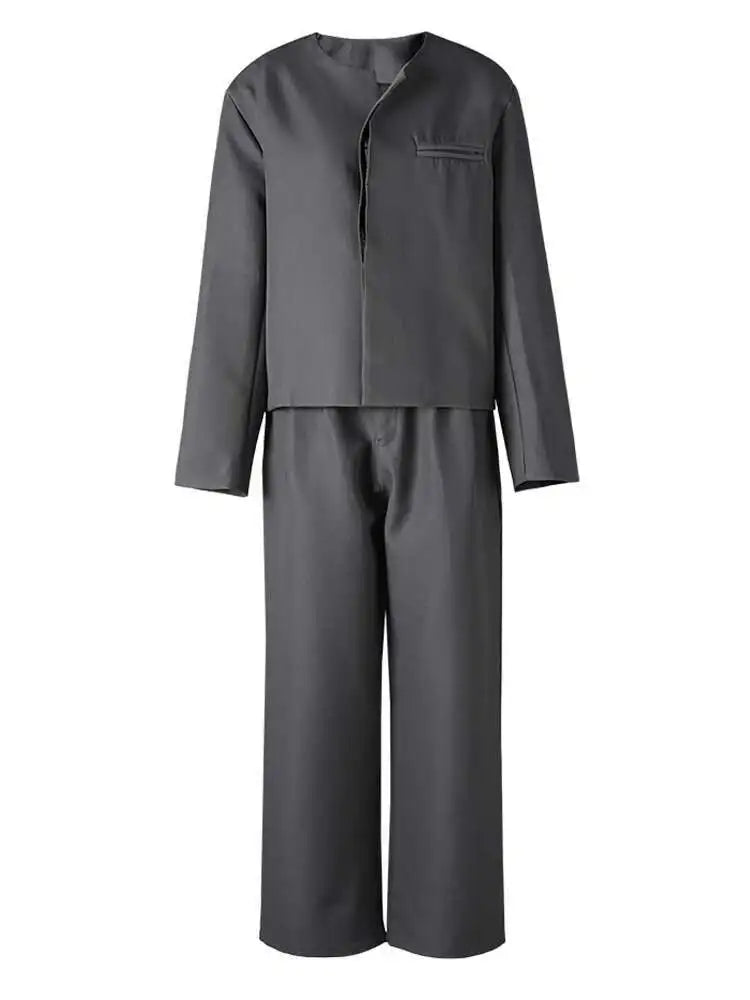 Purple Blazer Big Size Wide Leg Pants Two Piece Suit New Round Neck Long Sleeve Women Fashion Spring Autumn 2025 CPG2619