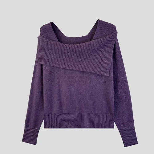 Load image into Gallery viewer, Korean Version Solid Square Neck Loose Cotton Crochet Sweater Autumn Winter Women Long Sleeve Casual Warm Pullover Tops Popular
