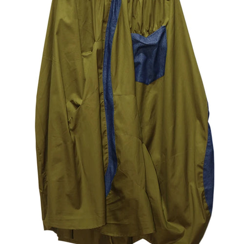 Load image into Gallery viewer, High Elastic Waist Black Blue Color-block Irregular A-line Half-body Skirt Women Fashion New Spring Autumn 2025 1DJ0209
