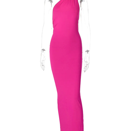 Load image into Gallery viewer, One Shoulder Backless Adjustable Scarf Loop Ruched Sexy Maxi Dress 2025 Women Elegant Y2K Streetwear Festival Outfit
