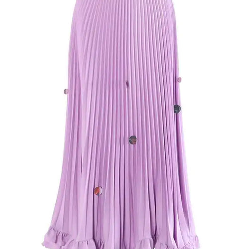 Load image into Gallery viewer, High Elastic Waist Khaki Pleated Elegant Sequins A-line Half-body Skirt Women Fashion Tide New Spring Autumn 2025 1DH8169
