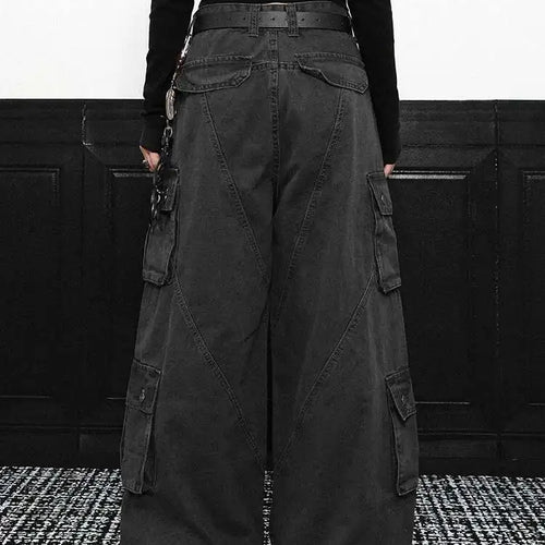 Load image into Gallery viewer, High Waist Gray Pockets Denim Long Vintage Wide Leg Jeans New Women Trousers Fashion Tide Spring Autumn 2025 1DH9390
