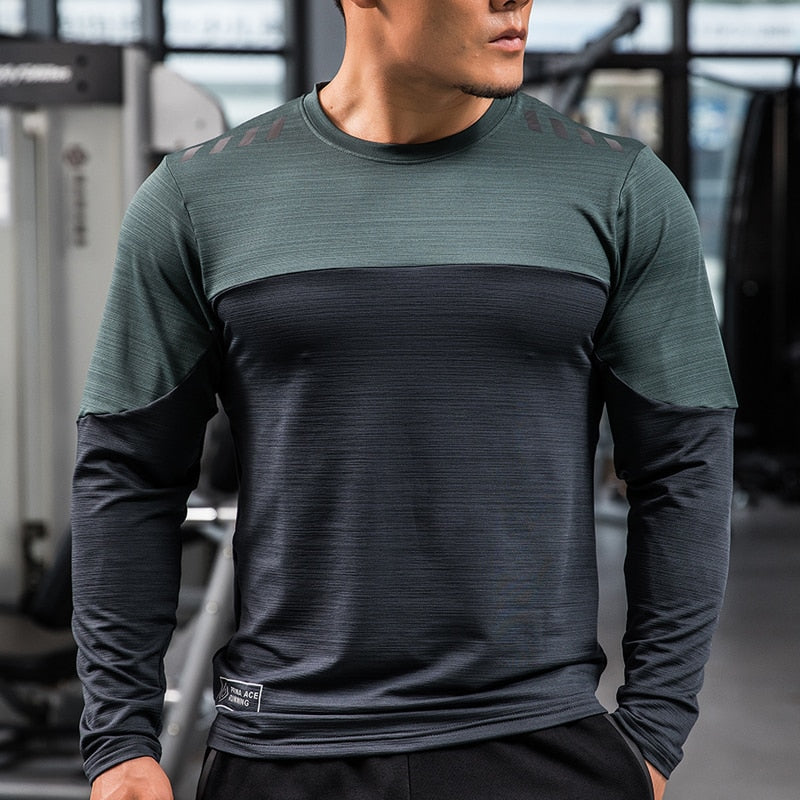 Men Sports Compression Shirt Male Rashgard Fitness Long Sleeves Running Clothes Homme T-shirt Football Jersey Sportswear Dry Fit