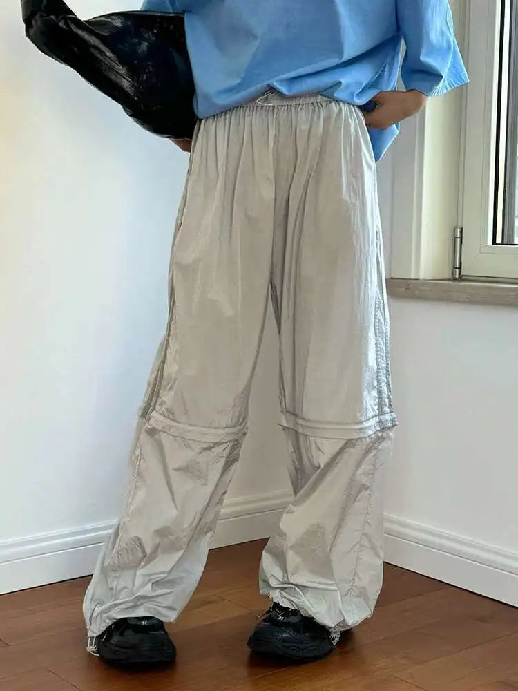 High Elastic Waist Gray Thin Detachable Two Ways Wear Pants New Trousers Women Fashion Tide Spring Summer 2025 1DH5808