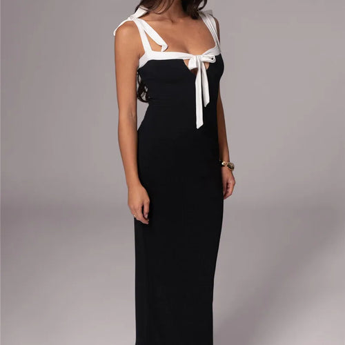 Load image into Gallery viewer, Lace-up Backless Sexy Maxi Dress Women Square Collar Patchwork Sleeveless Bodycon Club Party Sexy Long Dress Elegant
