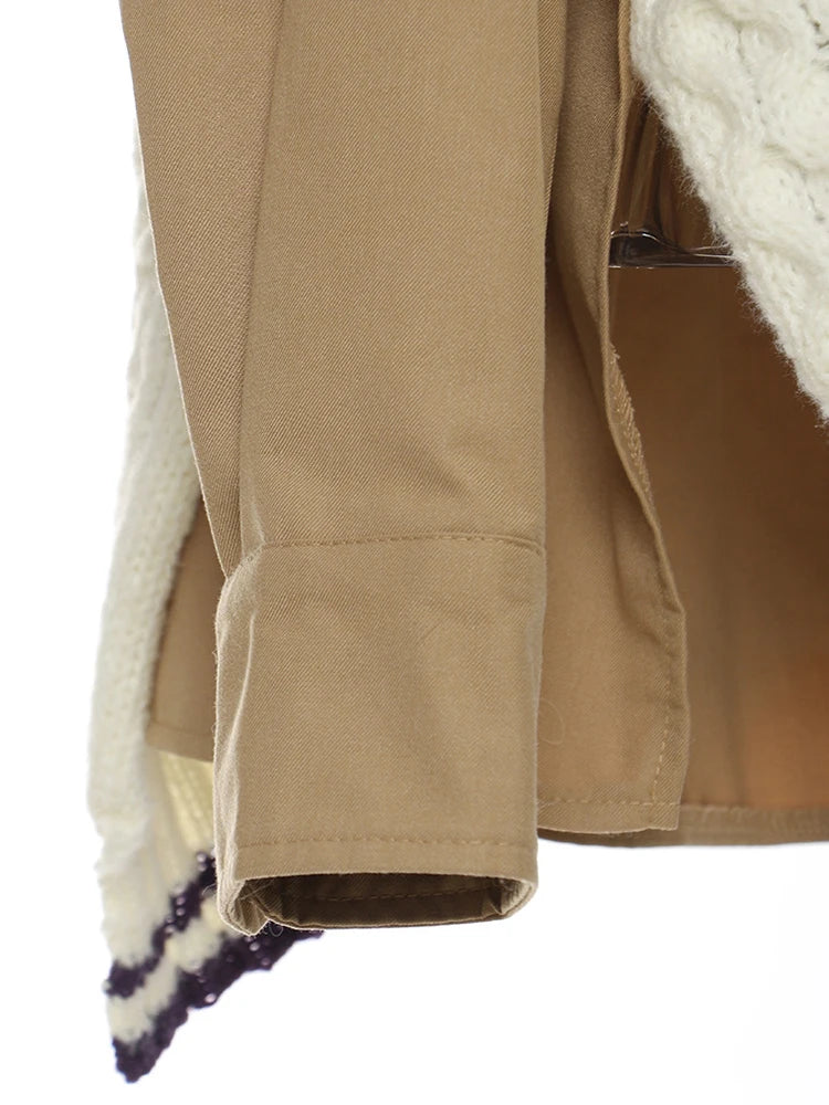 Khaki Irregular Big Size Knitting Sweater Lapel Long Sleeve Women Pullovers New Fashion Tide Autumn Winter 2025 1DE6073