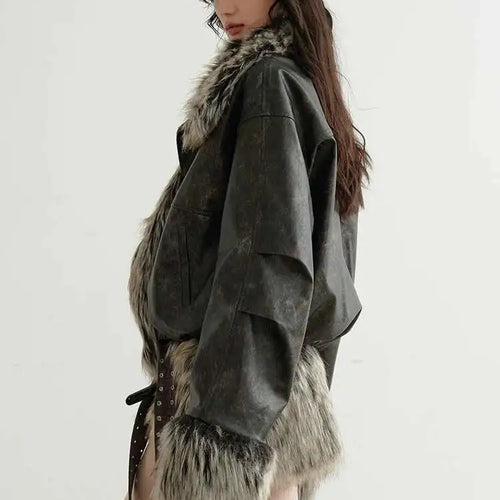 Load image into Gallery viewer, Women Gray Fur Spliced Bandage Elegant Mini Dress New Turtleneck Sleeveless Fashion Tide Spring Autumn 2025 1DH9342
