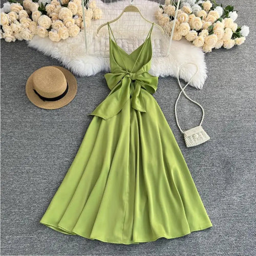 Load image into Gallery viewer, Evening Party Women Dress Cross V Neck Sexy Off Shoulder Beach Style Spaghetti Strap Dress Slim Backless Sexy Robe Femme Holiday
