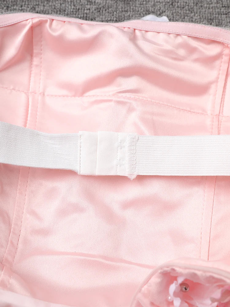 Women Three-dimensional Flower Rhinestones Mini Strapless Dress New Sleeveless Fashion Tide Spring Autumn 2025 CPG2978