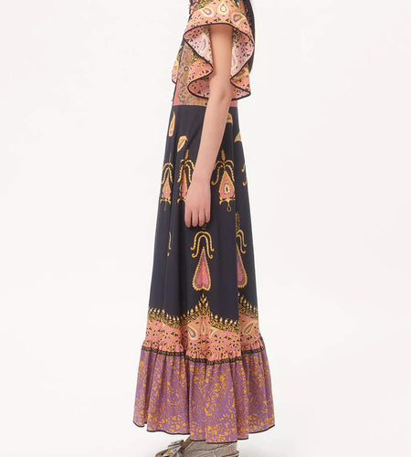 Hit Color Printing Slimming Dresses For Women O Neck Sleeveless High Waist Chic Minimalist Dress Female Fashion New