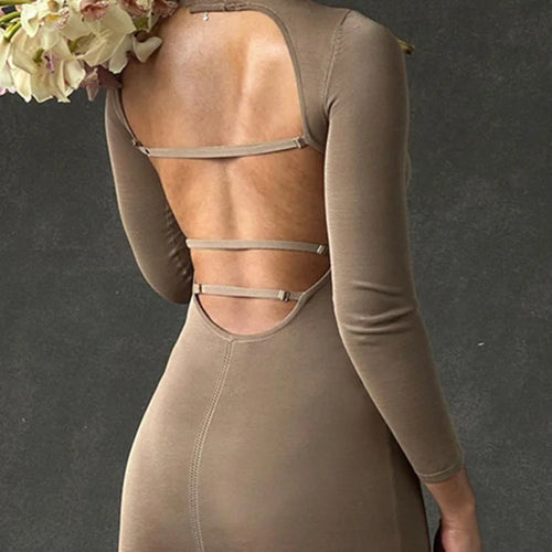 Load image into Gallery viewer, Turtleneck Backless Bodycon Midi Dress For Women New Autumn Winter Long Sleeve Club Party Sexy Long Dress Vestidos

