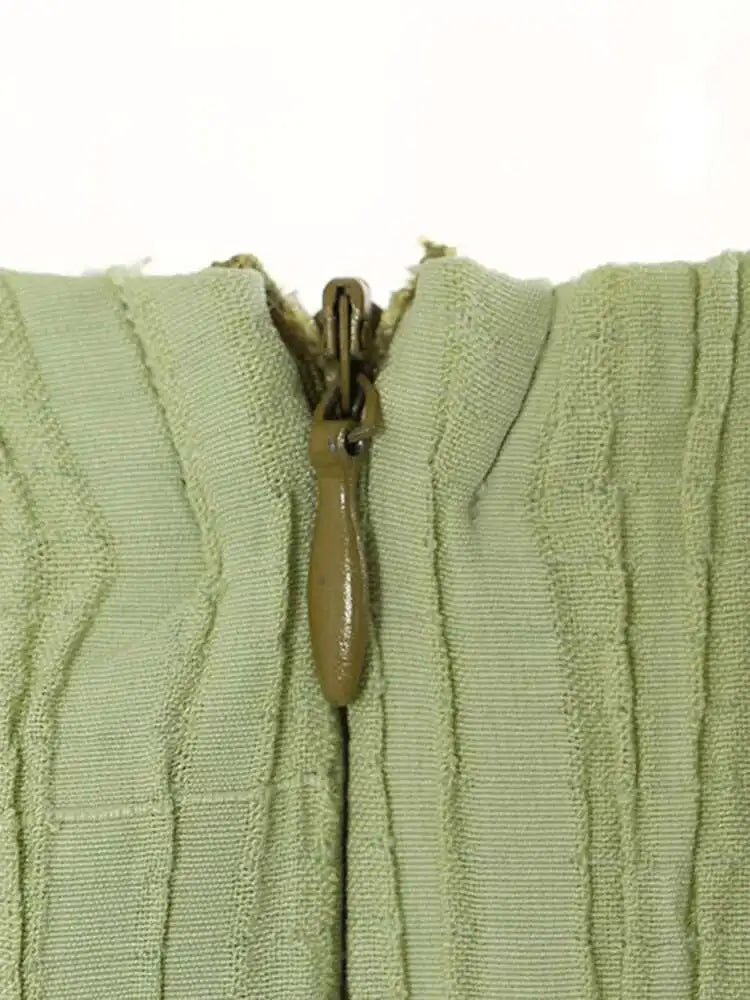 Women Green Waist Knot Cut-out Long Elegant Dress New Round Neck Sleeveless Loose Fit Fashion Spring Summer 2025 17A7128