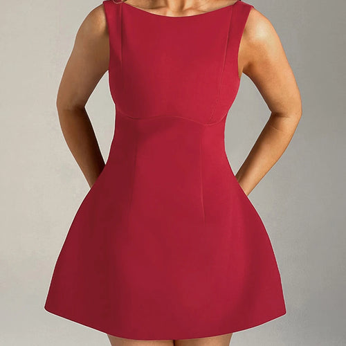 Load image into Gallery viewer, Elegant Solid Sleeveless Backless Zip Up Sexy Bodycon Mini Prom Dress Summer Women Outfit Birthday Evening Party
