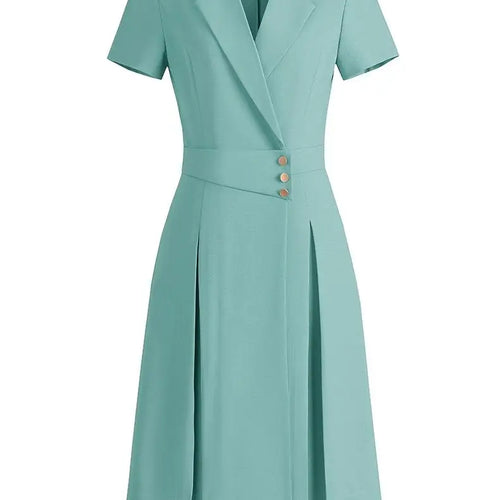 Load image into Gallery viewer, Women Solid Elegant Single Breasted Suit Dress 2024 Summer New Fashion Clothing High Waist Slim Short Sleeved Party Blazer Dress
