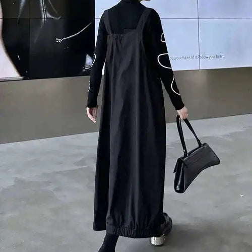 Load image into Gallery viewer, Women Coffee Irregular Spliced Big Size Strap Dress New Square Collar Sleeveless Fashion Tide Spring Autumn 2025 1DJ0050
