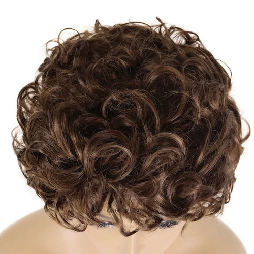 Load image into Gallery viewer, Curly Black Women Wig Short Brown Synthetic Wigs Female Hairstyles Casual Style Replacement Afro Curls Natural Mommy Wigs Soft
