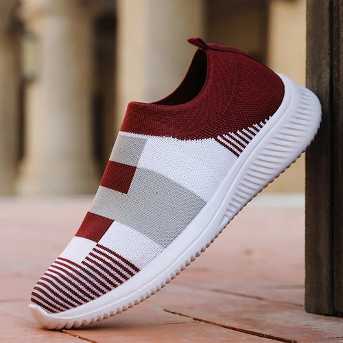 Load image into Gallery viewer, Women Shoes Vulcanized Zapatillas Mujer Knitted Sneakers Women New Flat Shoes Mix Color Vulcanize Shoes Casual Chaussure Femme
