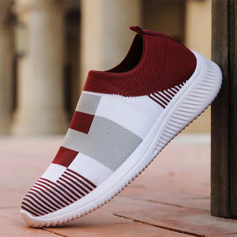 Women Shoes Vulcanized Zapatillas Mujer Knitted Sneakers Women New Flat Shoes Mix Color Vulcanize Shoes Casual Chaussure Femme