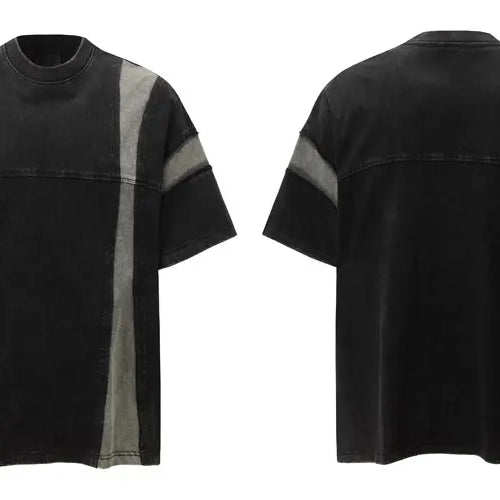 Load image into Gallery viewer, Men Vintage T-Shirt Y2K Grunge Patchwork Sport Urban Tshirt Streetwear Hip Hop Harajuku Punk Gothic Baggy Casual Cotton Top
