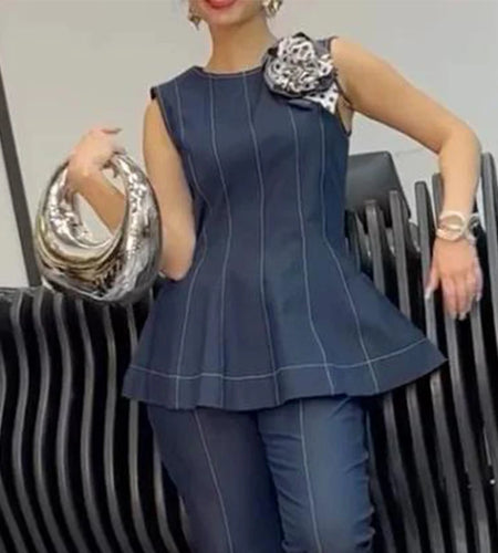 Vintage Denim Blouses for Women Summer Elegant Zipper Sleeveless A-line Shirts and Blouses Women's Business Casual Tops