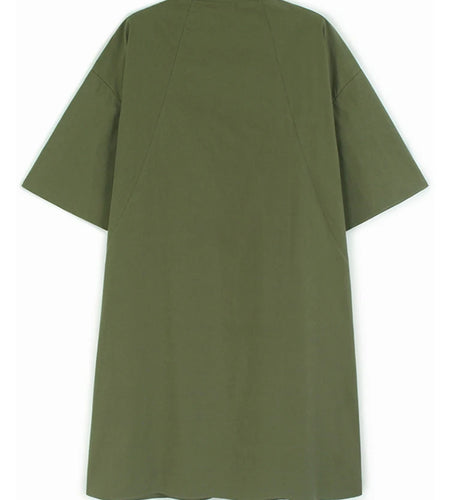 Women Green Big Size Elegant Knee-Length Shirt Dress New Stand Collar Long Sleeve Fashion Tide Spring Autumn 2025 1DJ0928