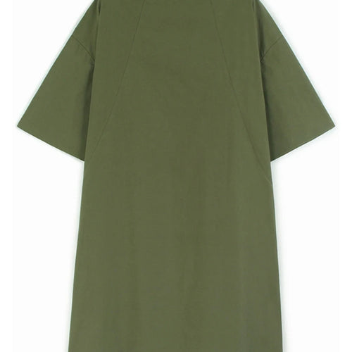 Load image into Gallery viewer, Women Green Big Size Elegant Knee-Length Shirt Dress New Stand Collar Long Sleeve Fashion Tide Spring Autumn 2025 1DJ0928
