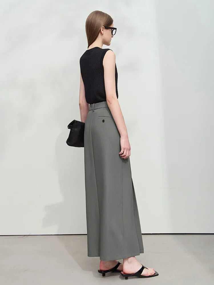 Minimalism Premium Skirt For Women 2025 Autumn New Commuter Asymmetric Split Straight Skirt Slim Thin Suit Skirt 12521019