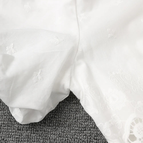 Load image into Gallery viewer, Women White Lace Hollow Out Elegant Slim Dress New Square Collar Short Sleeve Fashion Tide Spring Summer 2025 CPG3161
