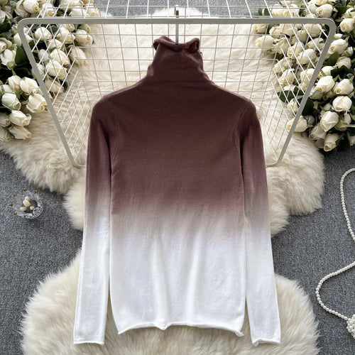 Load image into Gallery viewer, Women Vintage Elegant Long Sleeved Gradual Knitted Sweater Female Autumn New Turtleneck Slim Pullover Tops Fashion Versatile Y2k
