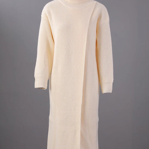 Load image into Gallery viewer, Women Orange Knitting Long Slit Big Size Dress New Turtleneck Long Sleeve Loose Fit Fashion Spring Autumn 2025 1DE5886
