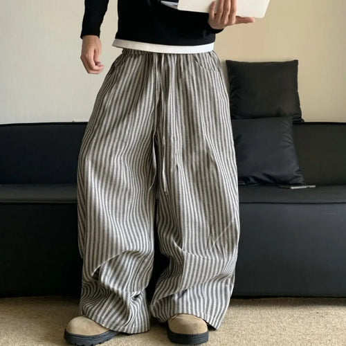 Load image into Gallery viewer, Loose Fit Vertical Stripe Men&#39;s Casual Pants Elastoc Waist American Style Male Fashion Trend 2024 Autumn new 24E2626
