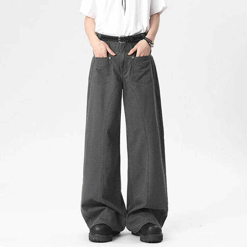 Men's Casual Pants New American Style High Street Trendy Patchwork Multi Pockets Design Male Straight Leg Bottoms 9W1803