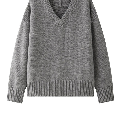 Load image into Gallery viewer, 50% Wool Thick Big Size Knitting Sweater V-Neck Long Sleeve Women Pullovers New Fashion Tide Spring Autumn 2025 1DH7319
