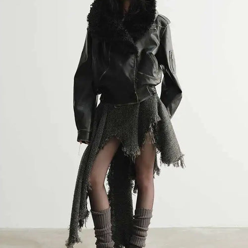 Load image into Gallery viewer, Women 25% Wool Irregular Tassels Burr Hem Vintage Dress New V-Neck Sleeveless Fashion Tide Autumn Winter 2025 1DH4036
