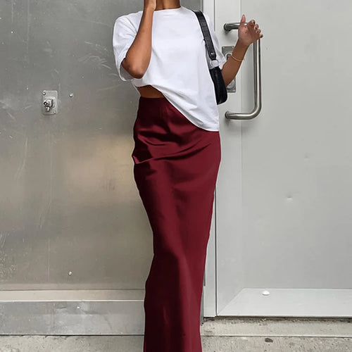 Load image into Gallery viewer, Elegant Satin Black Trumpet Skirts Fashion Slim High Waist Skirts Women Female 2024 Solid Office Long Skirt Spring Summer
