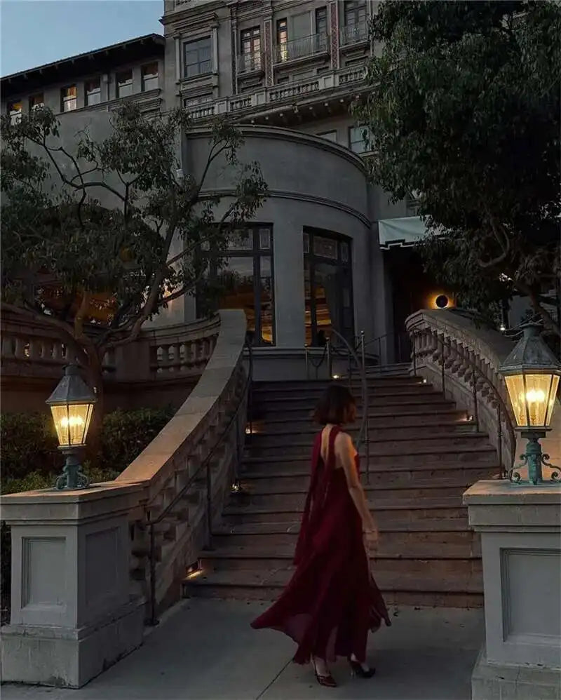 Elegant Strapless Sexy Maxi Dress For Women Gown With Scarf Off-shoulder Sleeveless Backless Split Beach Long Dress