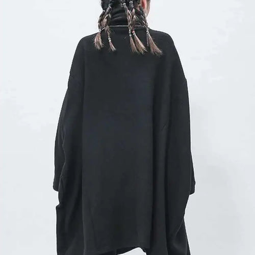 Load image into Gallery viewer, Black Big Size Knitting Sweater Loose Fit Turtleneck Long Sleeve Women Pullovers New Fashion Tide Autumn Winter 2025 1Z319
