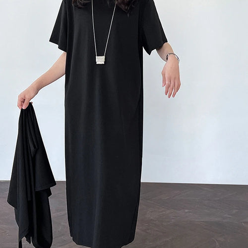 Load image into Gallery viewer, Women White Bandage Irregular Big Size Midi Dress New Round Neck Short Sleeve Fashion Tide Spring Summer 2025 1DJ1263
