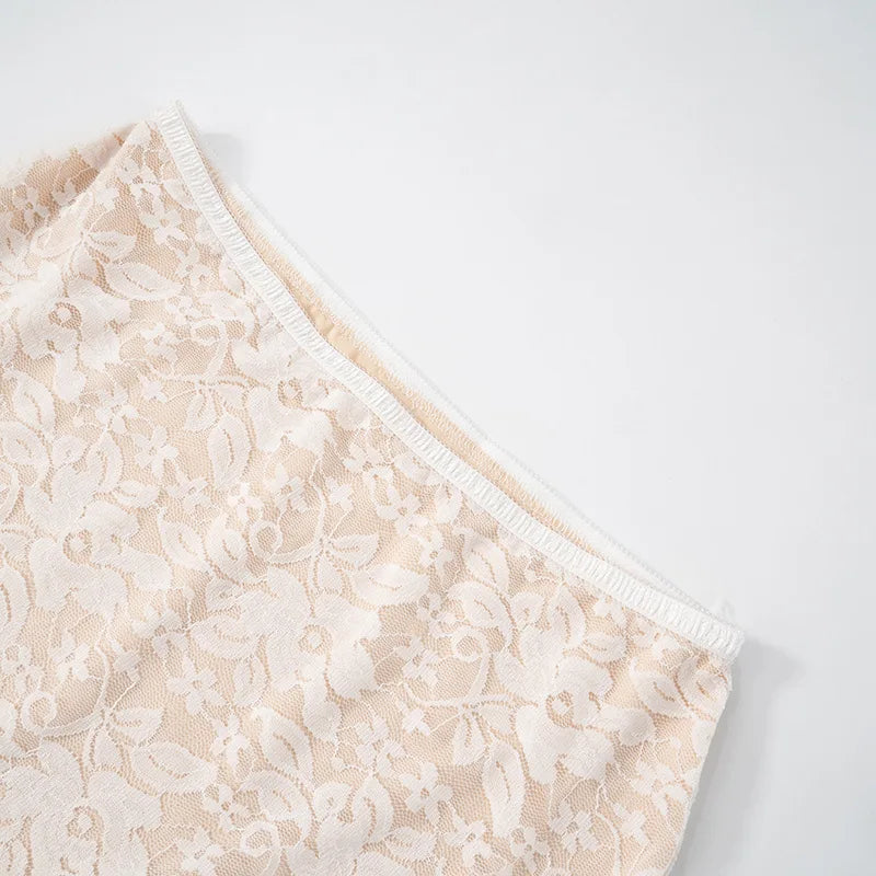 Lace Sexy Two Piece Sets Women Lace Halter Cropped Tops And Skirt Ladies Print Contrast Color Club Party 2 Piece Sets