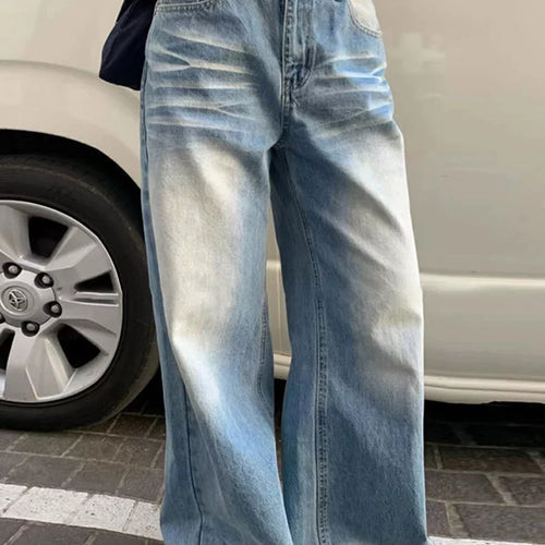 Load image into Gallery viewer, Gradient Loose Versatile Casual Jeans for Women High Wasit Patchwork Pockets Fashion Wide Leg Jean Female Clothing
