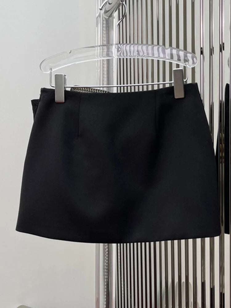 Streetwear Patchwork Diamond Skirt For Women High Waist Split Side Irregular Hem Mini Skirts Female Summer Clothes Style