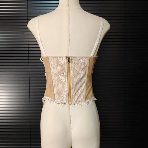 Load image into Gallery viewer, Solid Spliced Lace Up Slimming Vests For Women Square Neck Sleeveless Tinic Temperament Vest Female Fashion Style
