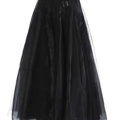 Load image into Gallery viewer, High Waist Khaki Buckle Irregular Mesh Long A-line Half-body Skirt Women Fashion Tide New Spring Autumn 2025 1DH0633
