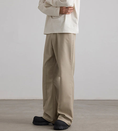 Men's Summer Suit Pants New Korean Style Splicing Micro Flared Trousers Straight Leg Solid Color Trendy Male Bottoms 9W1902