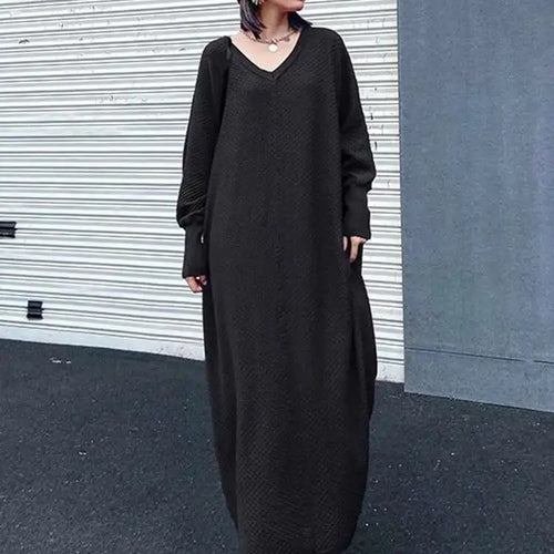 Load image into Gallery viewer, Women Purple Knitting Big Size Casual Long Sweater Dress New V-Neck Long Sleeve Fashion Tide Spring Autumn 2025 1DH7780

