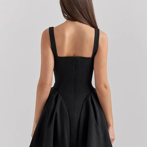 Load image into Gallery viewer, Spaghetti Strap Backless Sexy Mini Dress For Women Robe Solid Sleeveless High Waist A-line Pleated Club Party Dress
