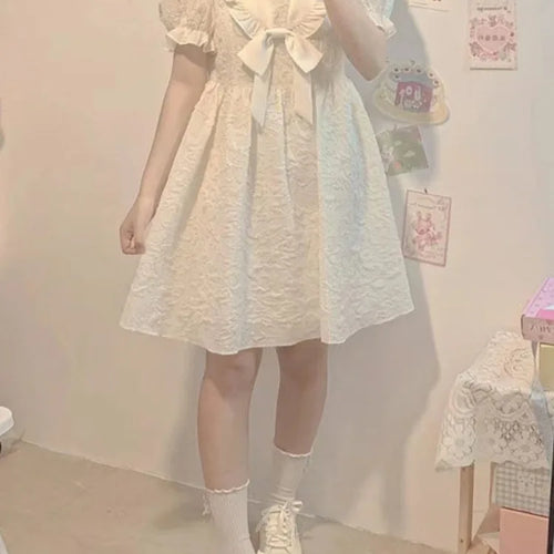 Load image into Gallery viewer, Soft Girl Sweet Kawaii Lolita Dress Japanese Preppy Style School Student Puff Sleeve Party Dresses Cute Fashion
